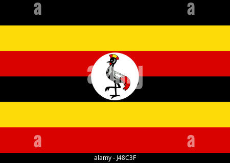 Abbildung der nationalen Flagge Ugandas Stockfoto