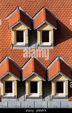 Windows und Ziegeldach in Ljubljana Slowenien Stockfoto