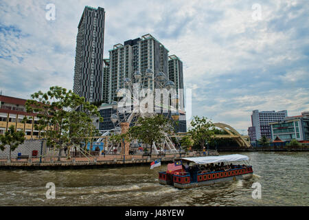 Bootsfahrt auf dem Fluss Melaka, Malacca, Malaysia Stockfoto