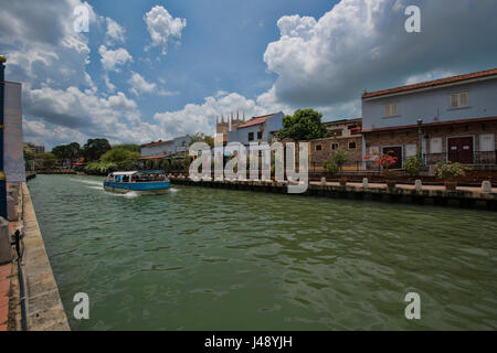 Bootsfahrt auf dem Fluss Melaka, Malacca, Malaysia Stockfoto
