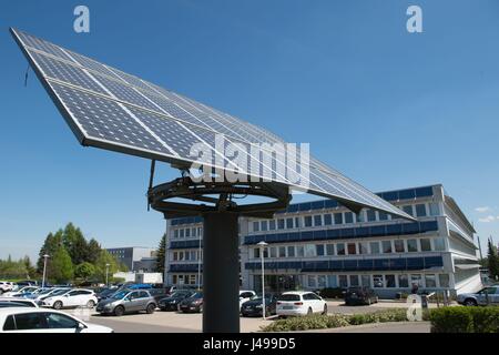 Freiberg / Deutschland. 11. Mai 2017. Die Solarworld-Website in Freiberg / Deutschland, 11. Mai 2017. Der Solarmodul-Hersteller Solarworld soll Insolvenz einreichen. Foto: Sebastian Kahnert/Dpa-Zentralbild/Dpa/Alamy Live News Stockfoto