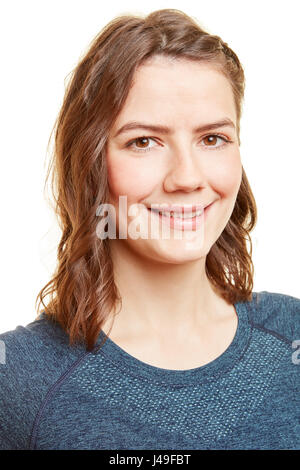 Portrait von junge Brünette Frau lächelnd Stockfoto