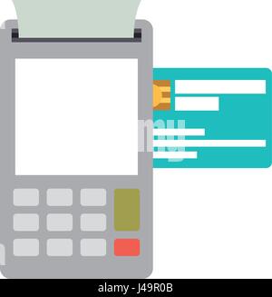 Farbe-Silhouette mit Zahlterminal und Kreditkarte Stock Vektor