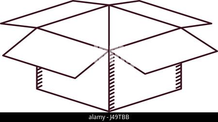 monochrome Silhouette mit Box Karton geöffnet Stock Vektor