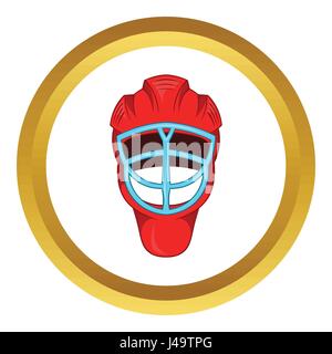 Roten Eishockey Helm mit Käfig Vektor icon Stock Vektor