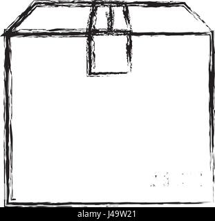 monochrome verschwommene Silhouette mit Schachtel aus Pappe versiegelt Stock Vektor