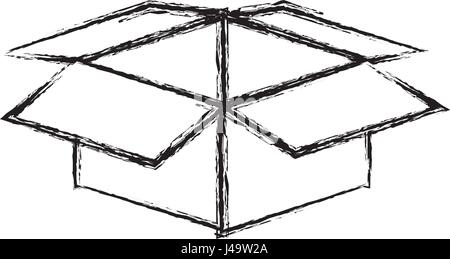 monochrome verschwommene Silhouette der Schachtel aus Karton geöffnet Stock Vektor
