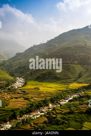 SAPA, VIETNAM - ca. SEPTEMBER 2014: Blick auf typische Reis Paddy Landschaft in Sapa, Nord-Vietnam. Stockfoto