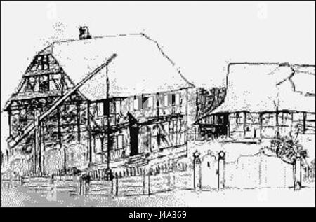 Pfarrhaus in Sessenheim Roetelzeichnung von Goethe Stockfoto