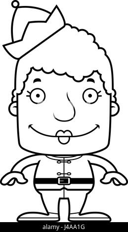 A cartoon Xmas Elfenfrau Lächeln auf den Lippen. Stock Vektor