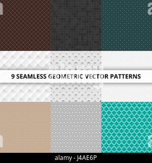 9 nahtlose geometrischen Vektor-Muster. Zusammenfassung Hintergrund Stock Vektor