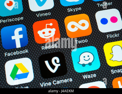 Social Media-Symbole. Reddit closeup Stockfoto