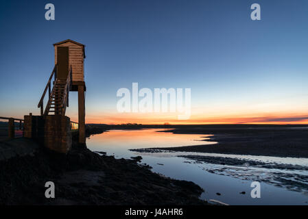 Schutzhütte auf Holy Island (Lindisfarne) Damm Stockfoto