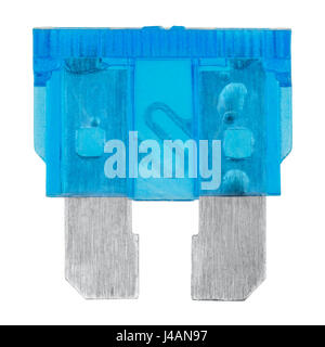 Blaues Auto fuse isolierten auf weißen Hintergrund Stockfoto