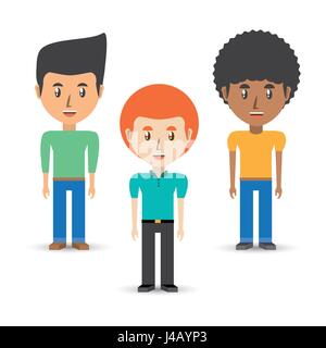 Stellen Sie Avatare Männer der verschiedenen Vielfalt über weißem Hintergrund Stock Vektor