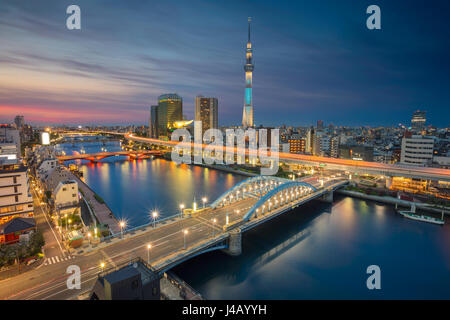 Tokyo. Stadtbild Bild der Skyline von Tokyo während der Dämmerung in Japan. Stockfoto