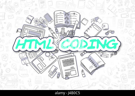 HTML-Programmierung - Cartoon-grüne Wort. Business-Konzept. Stockfoto