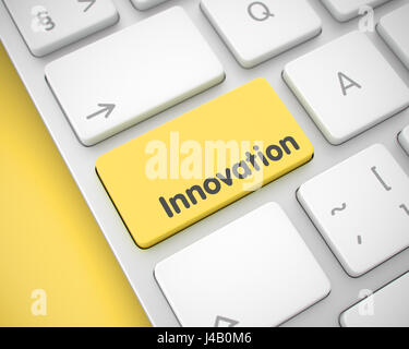 Innovation - Inschrift auf gelbe Taste. 3D. Stockfoto