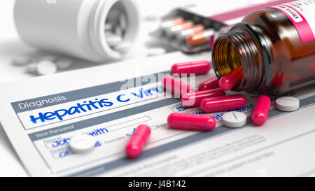 Hepatitis C-Virus - Phrase in Krankheit-Extrakt. 3D. Stockfoto