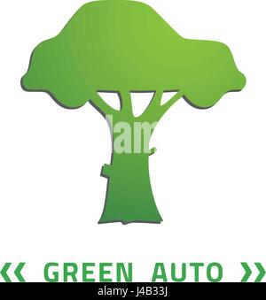 Kreative Auto auf den Baum-Vektor-Logo-Design. Auto-Vektor-Zeichen. Zeichensymbole Schriftzug. Logo-Icon-design Stock Vektor