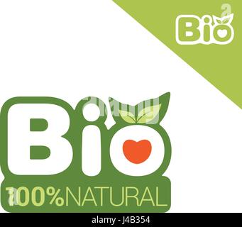 Bio-Siegel oder Abzeichen mit Blättern für organischen, natürlichen, Bio und Öko Produkt isoliert auf weißem Hintergrund. Kreative Bio-Vektor-Logo-Design. Stock Vektor