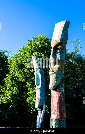 East Belfast Kunst im öffentlichen Raum Totempfahl Skulpturen Stockfoto