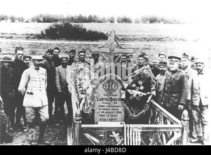 Quentin Roosevelt, der Sohn von Theodore Roosevelt, starb während des Ersten Weltkrieges und wurde in Frankreich begraben. Dieser Titel bezieht sich auf sein Grab und seine letzte Ruhestätte. Stockfoto
