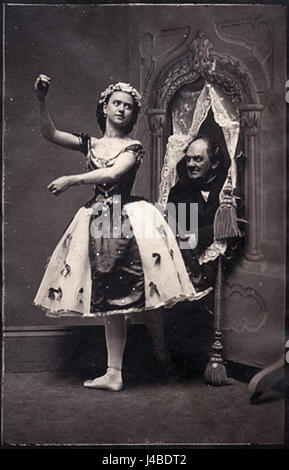 Phineas Taylor Barnum, der berühmte Showman, und Ernestine de Faiber, sein Partner, sind bekannt für ihre Rollen in der Unterhaltungsgeschichte, insbesondere in der Zirkus- und Sideshow-Industrie im 19. Jahrhundert. Stockfoto
