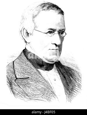 Dieses Bild aus „Popular Science Monthly“ (Band 8, D270) zeigt Charles Wheatstone, einen britischen Pionier, der für seine Arbeit an der Entwicklung des Telegraphen und seine Beiträge zur frühen Elektrotechnik bekannt ist. Stockfoto
