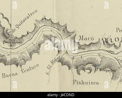 Pishuinco En el Mapa De La Expedicion de Francisco Vidal Gormaz Stockfoto