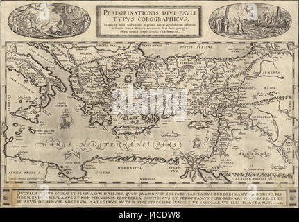 Dies bezieht sich auf eine Karte oder ein Dokument aus dem Jahr 1579, die die Regionen des östlichen Mittelmeers und des südlichen Schwarzen Meeres umreißt, die für das Verständnis der geopolitischen Grenzen des späten 16. Jahrhunderts wichtig sind. Stockfoto