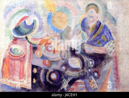 La Verseuse ist ein Gemälde des französischen Künstlers Robert Delaunay aus dem Jahr 1916, das für seine Arbeit in der Orphism Art Movement bekannt ist. Das Gemälde veranschaulicht Delaunays Verwendung von Farbe und Licht in abstrakter Form und ist Teil einer privaten Sammlung. Stockfoto