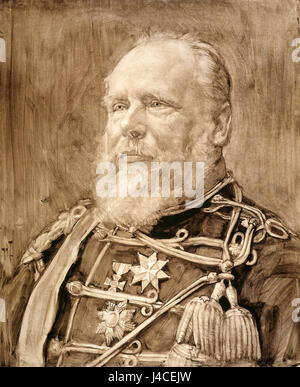 Dieses Porträt zeigt Willem III., König der Niederlande, im Rijksmuseum. Es stellt eine historische visuelle Aufzeichnung des niederländischen Monarchen dar und ist für die niederländische Königsgeschichte von Bedeutung. Stockfoto