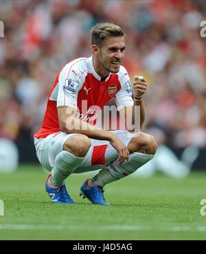 AARON RAMSEY von ARSENAL ARSENAL V WEST HAM UNITED EMIRATES Stadion LONDON ENGLAND 9. August 2015 Stockfoto