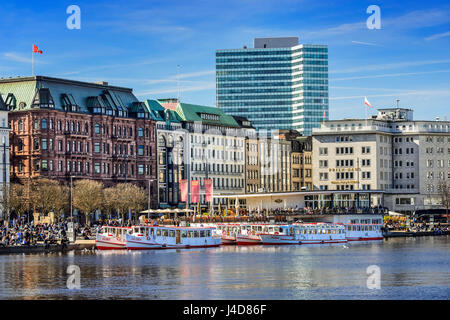 Die Binnenalster und Jungfernstieg in Hamburg, Deutschland, Europa, Binnenalster Und Jungfernstieg in Hamburg, Deutschland, Europa Stockfoto