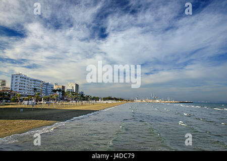 Foinikoudes Beach, Larnaca, Zypern Insel. Stockfoto