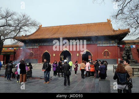 Lama Yonghe-Tempel in Peking, China, 25. Februar 2016. Stockfoto