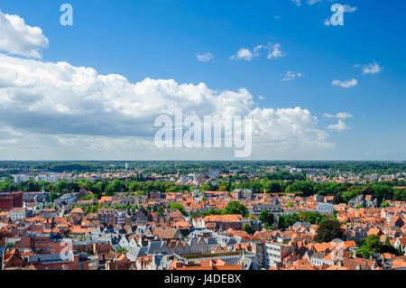 Panoramablick über die Dächer von Brügge in Belgien Stockfoto