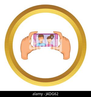 Hände auf einem Handy-Vektor Icon fotografiert Stock Vektor