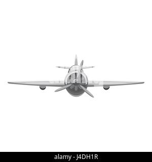 Flugzeug Vorderansicht Symbol, grauen monochromen Stil Stock Vektor