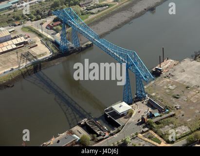 Luftaufnahme des berühmten Middlesbrough Schwebefähre, Teesside, UK Stockfoto