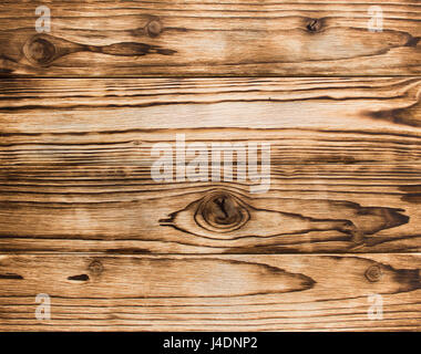 Horizontal angeordnete verbrannten Holzplatten mit Knoten Textur Stockfoto