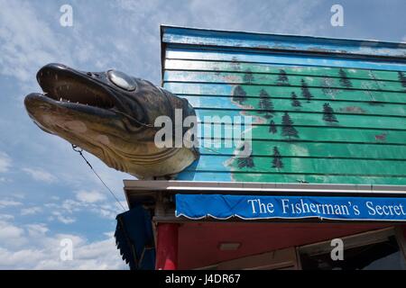 Das äußere des Hauses Beaver bait Shop in Grand Marais, Minnesota, USA. Stockfoto