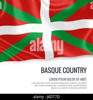 Spanischen Staat Baskenland Fahnenschwingen auf einem isolierten weißen Hintergrund. Staatliche Name und den Textbereich für Ihre Nachricht. 3D-Rendering. Stockfoto