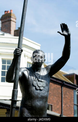 Steve Redgrave Statue, Higginson Park, Marlow, Buckinghamshire, England, UK Stockfoto