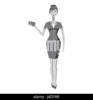 Stewardess-Symbol, grauen Stil Monochrom Stock Vektor