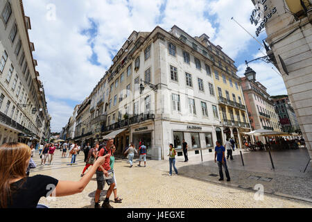 Rua Augusta Street im Zentrum von Lissabon. Stockfoto