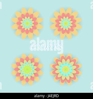 Papier farbig Blumen Set. Vektor-illustration Stock Vektor