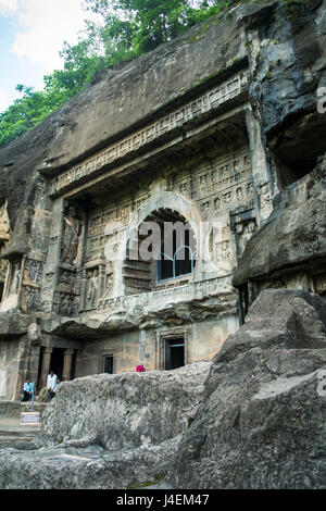 Cave 19 in Ajanta Höhlen, gesponsert von König Upendragupta. Stockfoto