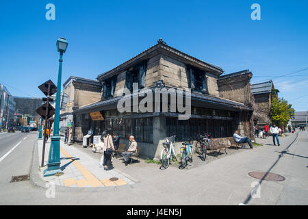 Schönen historischen Gebäuden in Sakaimachi Straße, Otaru, Hokkaido, Japan, Asien Stockfoto
